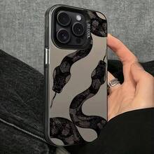 1pc Black Motorcycle Line Art Racer Graphic IMD Matte Finish Phone Case, Compatible With IPhone 16 Pro Max, 17/16/15/14 Plus, 13/12/11 And Series - 1 PCS - 查看 1