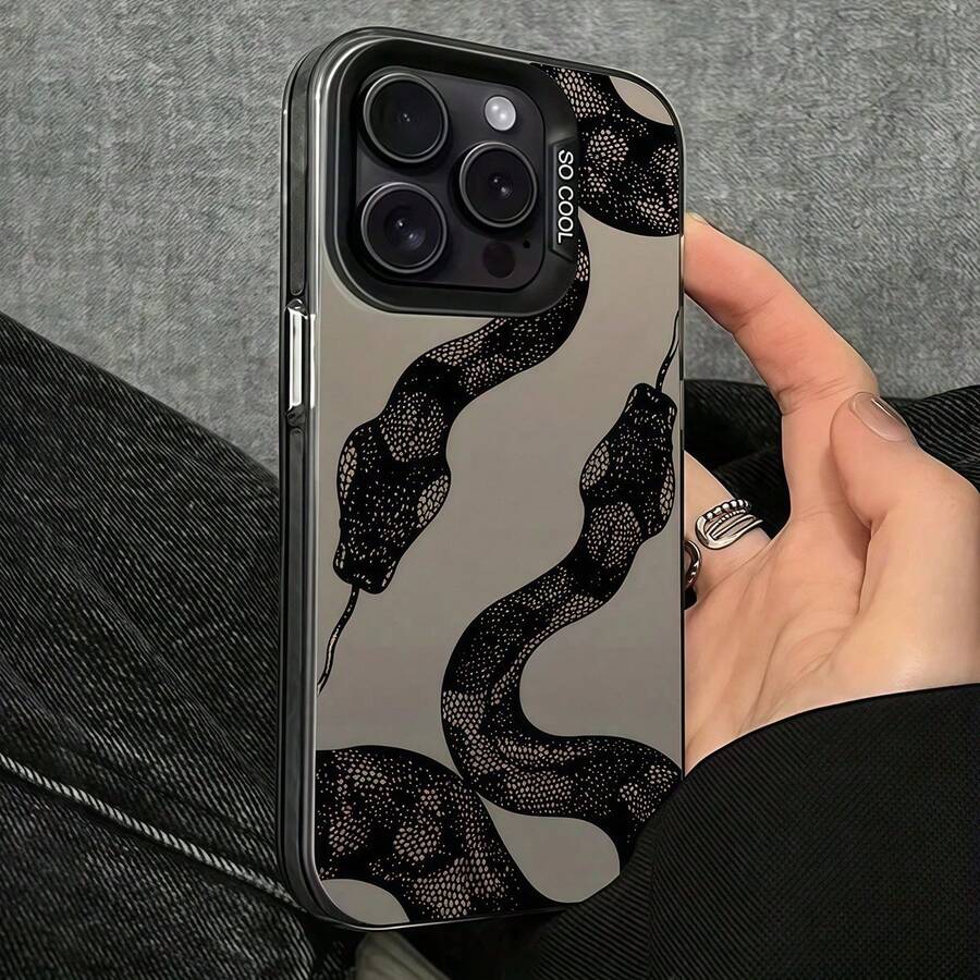 1pc Black Motorcycle Line Art Racer Graphic IMD Matte Finish Phone Case, Compatible With IPhone 16 Pro Max, 17/16/15/14 Plus, 13/12/11 And Series - 1 PCS - 查看 1