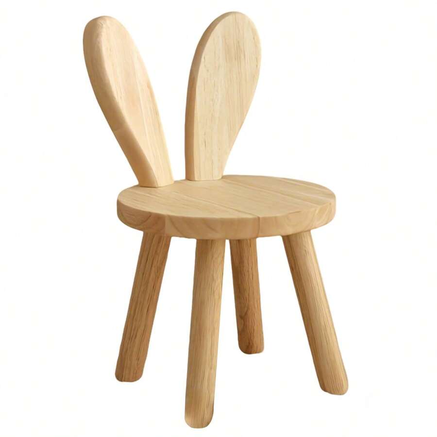 Solid Wood Stool, Creative Animal-Shaped Low Stool, Shoe-Changing Stool For Entryway Bedroom, Wooden Seat - A: Bunny Ear Stool - View 1