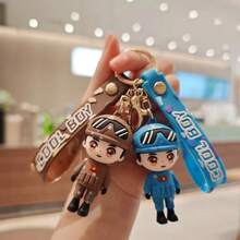 1pc Cartoon Soldier Figurine Keychain, Realistic Standing Soldier Model Key Ring, Portable Bag Chain, Daily Commute Personalized Decoration, Party Small Gift - Multicolor - View 3