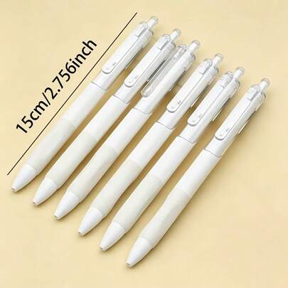 11pcs/Set (1 White Pen + 10 Refills) ST Head Minimalist White Gel Pen, Black Ink, Carbon Fiber Water-Based Ballpoint Pen For Students, Back To School Writing