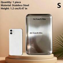 1/3 Pcs Stainless Steel Rectangular Trays - Rimmed Serving Plates For Baking, Steaming & Party - S/M/L Sizes - Easy Clean & Rust Resistant Kitchen Tool - Multicolor - View 16