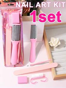 Conjunto Completo de Esfoliação e Polimento dos Pés, Rosa, Polimento/Limpeza/Esfoliação/Limpeza dos Pés Tudo em Um, Cada Pacote Inclui Lixa de Pé Dupla Face, Barra de Esfoliação Longa, Raspador de Pele Morta, Bloco de Polimento, Escova de Limpeza, Fácil de Usar, Cuidados com os Pés em Casa, Ferramentas Auxiliares para Mãos e Pés, Ferramentas de Cuidados com as Unhas - Rosa chiclete - Visão 9