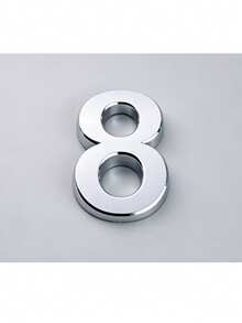 1pc ABS Digital Signage Minimalist Mirror Silver Geometric Shape Self-Adhesive Backing No Drilling Sun Protection Waterproof Number Sign Suitable For Apartment Door Residential House Number - House Number - View 8