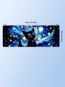 Alas Mouse Gaming Kucing Hitam Berbintang, Alas Meja Estetik Terinspirasi Van Gogh, Alas Karet Anti Selip & Tepi Berjahit, Produk Baru - View 15