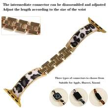Leopard Print Bracelet Style Watch Band Compatible With APPLE Ultra 3/2/1 Series SE/S10/S9/S8/S7/S5/S4/S3, Metal Detachable, Suitable For Daily Wear, Parties, Events, Travel, Gift, Band 38/40/41mm, 44/45/46/49mm, Smartwatch Accessories, Women's Band - Black - View 5