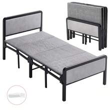 Single-Fold Bed With Soft Cushioned Foam And A Foldable Metal Frame, Functioning As A Sofa Bed Suitable For Home Use And Easy To Carry. - Gray - View 4