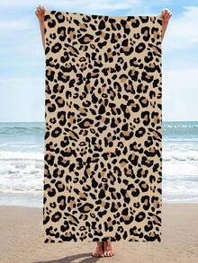 1pc Pink Pineapple Bath Towel Leopard Print Style Bath Towel Soft Absorbent Microfiber Beach Towel Two Bathroom Towels Create Personalized Bathroom Space Suitable For Travel, Vacation, Outdoor Sports, Swimming, Camping, Essential Summer Beach Supplies. - Multicolor - View 2