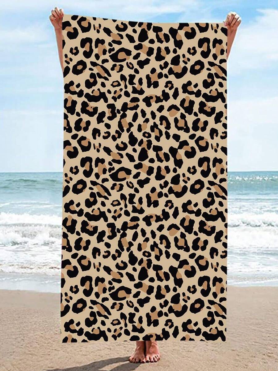 1pc Pink Pineapple Bath Towel Leopard Print Style Bath Towel Soft Absorbent Microfiber Beach Towel Two Bathroom Towels Create Personalized Bathroom Space Suitable For Travel, Vacation, Outdoor Sports, Swimming, Camping, Essential Summer Beach Supplies.