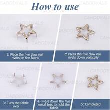 25pcs Silver Five-Pointed Star Rivets, Platinum Decorative Iron Point Rivets, Metal Punk Small Studs, Leather Claw Rivets, Suitable For Leather Craft Clothing Decoration - C - View 6