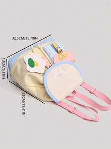Back To School Season Niche Design Ins Style Fresh Cute College Student Backpack Colorblock Commute Outing Daily Shopping Canvas Academy Backpack - Multicolor - View 6