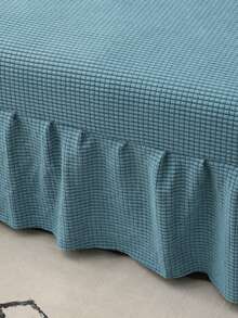 Solid Color Skirt Style Sofa Bed Cover, Polyester Fiber Elastic All Inclusive Sofa Cover, Suitable For Armless Sofa Cover, Simple And Modern, Suitable For All Seasons - Blue - View 6