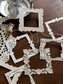 10 piezas/paquete Pegatinas de borde floral de punto, calcomanías estéticas creativas vintage, materiales de manualidades de collage de decoración DIY, regalo festivo, suministros de papelería escolar personalizados para álbum de recortes - W.P. - Ver 4