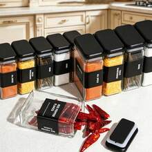 12pcs Glass Jars With Bamboo Lids, Glass Jars With Airtight Lids, Transparent Jars With Lids, Suitable For Spices, Cookies, Candy, Tea, Coffee Beans And Rice, Spice Jar Set - Multicolor - View 4