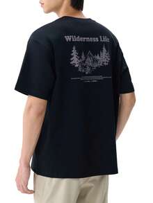 CAMEL CROWN Men's Outdoor Casual Sports Short Sleeve T-Shirt, American Print Minimalist T-Shirt - Phantom Black - View 2