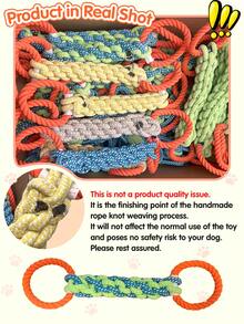 Dog Tug-Of-War Double Ring Rope Knot, Handmade Woven Durable And Bite-Resistant, Teething Toy For Small To Medium Dogs, Interactive Training And Boredom Relief Tool - Multicolor - View 4