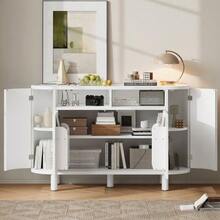Modern Sideboard With Multifunctional Storage Space For The Entryway, Sideboard With Refrigerator-Style Doors And Adjustable Feet, Ideal For An Entryway, Hallway Or Living Room (White) - White - View 3