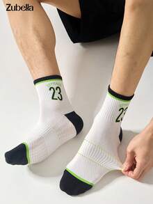5 Pairs Men's Socks Spring/Summer Style, Summer Thin Mesh Breathable Socks, Sports Mid-Calf Socks, Sweat-Absorbing Odor-Resistant Socks Versatile, Teenager Middle School High School College Student Socks, Basketball Socks Street Style Men's Socks - Multicolor - View 3