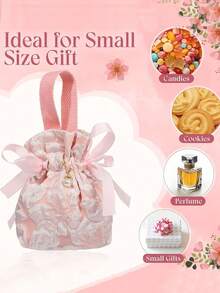 20-Pack Ditsy Floral Pattern Gift Bags, Pink Canvas Gift Bags, Tea Party Favor Bags With Handles, Mini Drawstring Candy Gift Bags, Suitable For Bridal Showers, Birthdays, Weddings, And Other Occasions - Multicolor - View 6