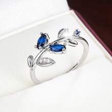 1pc Fresh Leaf Shaped Design Cubic Zirconia Women's Ring - Multicolor - View 38