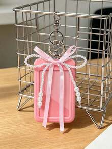可愛蝴蝶結卡套附珍珠蝴蝶結鑰匙圈，時尚 Y2K 風格女款卡套，可滑動伸縮卡套，照片卡套，DIY 鑰匙圈包包吊飾，優雅蝴蝶結識別證套，適用於工作識別證、學生證、信用卡等，辦公與學校用品，獨特生日禮物、節日禮物、派對禮物、開學禮物 - 彩色 - 查看 4