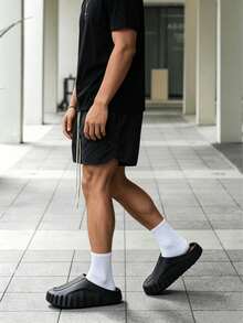 MIND 001 Couple Slippers With Perforated Upper And Massage Footbed, Perfect For Home, Beach Trips And Poolside,Also A Independence Day Gift. - Black - View 4