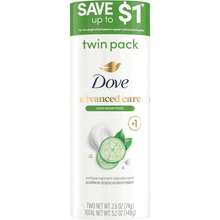 Dove Advanced Care Antiperspirant Deodorant Stick Twin Pack Cool Essentials For 72-Hour Odor Protection Pro-Ceramide Technology 2.6 Oz Variant 7 - 黃瓜 - 查看 1