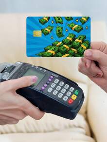 1 pieza Pegatina de tarjeta de crédito Wealth Rain con protección de privacidad, piel de tarjeta con diseño de dólares dispersos, material PVC anti-huellas, anti-arañazos y resistente al desgaste, funda de tarjeta, adecuada para hombres, mujeres, parejas, tarjeta con chip pequeño, pegatina de decoración de tarjeta bancaria, tarjeta de crédito, tarjeta de transporte, tarjeta de campus estudiantil personalizada DIY - Tipo A - Ver 2