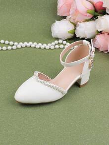 Wedding Party Evening Vacation Sweet Cute Flower Girl Girls' Shoes Suitable For Big Medium Small Girls Children Shoes Baby Shoes Versatile Little Shoes Girls Fashion Pearl White Dress Shoes Four Seasons Holiday High Heel Chunky Heel Shoes Formal Dress Shoes Performance Shoes Dance Mary Jane Princess Shoes Pointed Toe Closed Toe Hollow Out Shoes High Heels - White - View 8