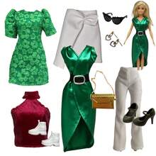 Set di abbigliamento per bambola 1/6 da 11,5 pollici, adatto per bambola da 30 cm, set di abbigliamento dolce per bambola con vestito, pantaloni, cappello, borsa, scarpe e accessori per bambola, gioielli - Multicolore - Visualizzare 4