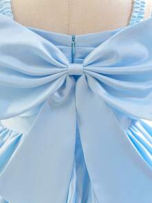 Baby Girl Solid Color Pleated Strap Dress Suitable For Birthday, Party, Outing, Banquet, Wedding Flower Girl, Holiday Celebration - Baby Blue - View 7