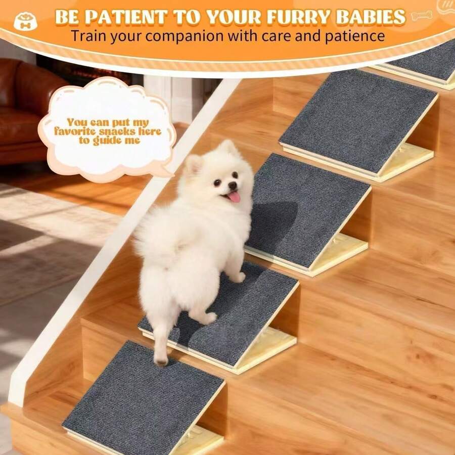 Solid Wood Pet Stairs With Anti-Slip Folding Climbing Ladder, Adjustable Ramp For Dogs And Cats, Home Use, Foldable Pet Steps, Wooden Pet Climbing Frame, Small Dog Ramp, Collapsible And Modular Pet Staircase, Hot Selling In-Stock - Dark Grey - View 1