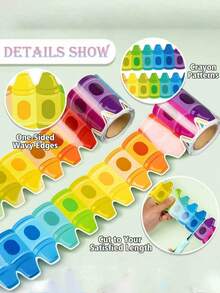 73cm/1 Roll Rainbow Crayon Decorative Border, Suitable For School Classroom Blackboard, Bulletin Board, Wall, Window, Door Decoration, Party Decoration, Home Decoration, DIY Decoration, Back To School Decoration School Supplies - Rectangle - View 5