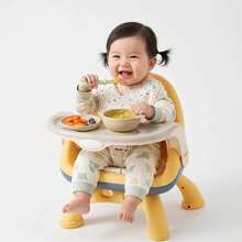 1 pieza Silla alta infantil multifuncional desmontable con almohadilla activada por sonido, ajuste de doble velocidad, bandeja extraíble, base estable antivuelco - Multicolor - Ver 5