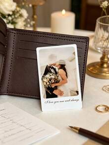 1/2Pcs Custom Wallet Insert Card, Personalized Photo & Love Message Card, Engraved Photo Keepsake, Anniversary Gift For Him, Father's Day Gift - Multicolor - View 6