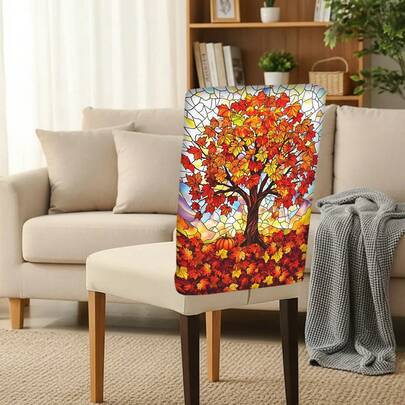 2/4/6pcs Set, Home Decor, Tree Of Life Pattern Printed Linen Chair Covers, Suitable For Daily Home Decor, Living Room, Dining Room, Garden Environment, Hotel Restaurant, Holiday Party, Friends Gathering, Washable Polyester Material, Dining Chair Seat Cushion Covers