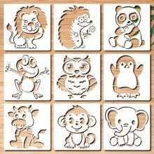 9pcs Reusable Cute Animal Painting Templates, Suitable For DIY Art Crafts, 5.9-Inch Durable Lion, Elephant, Panda, Monkey Templates, Plastic Drawing Templates - Animal - View 7