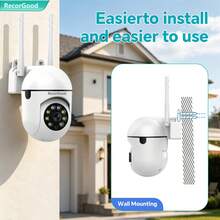 RecorGood 1PC/2pcs 1080P Outdoor WiFi Security Camera - 2.4GHz Wireless IP Camera, AI Human Tracking, Full Color Night Vision, Two-Way Audio, PTZ Rotation, Suitable For Home Yard, Balcony, Outdoor Security Monitoring, Great Gift Choice For Halloween, Christmas, New Year - White - View 8