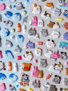 Cute Animal 3D Bubble Stickers, Adorable Cartoon Planner Stickers, DIY Diary Stationery Stickers Decoration, Aesthetic Art - Multicolor - View 7