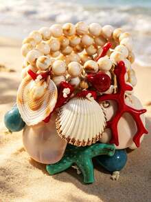 Bohemian Style Multi-Layer Beaded Shell Bracelet Set, Handmade, Suitable For Women And Girls - Multicolor - View 3