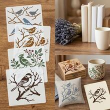 4pcs Reusable Bird And Branch Stencil - Natural Floral Pattern Stencils, Suitable For Wall Art, Fabric Painting, Scrapbooking, Can Be Paired With Chick, Cardinal, Sparrow And Branch Designs, Used For Home Decor, Furniture And Canvas Crafts - Bird Template - View 6