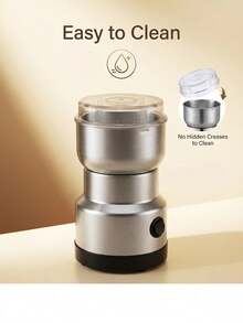 dilidili Penggiling Biji Kopi & Rempah-Rempah Stainless Steel Bertenaga Tinggi 200W, Colok Listrik, Desain Ringkas dan Portabel, Pengoperasian Sekali Sentuh, Cocok untuk Dapur Rumah - Perak - View 3