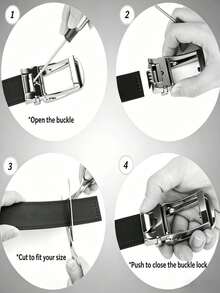 1pc Men's PU Leather Automatic Buckle Belt, Embossed Hollow Leopard Buckle Adjustable Business Casual Belt, Multiple Colors Available, Fashionable, Suitable For Men's Jeans, Suits, Workplace Formal Wear And Daily Casual Wear. Luxury Style, High-End Feeling, Best Gift For Father And Boyfriend. - Multicolor - View 8