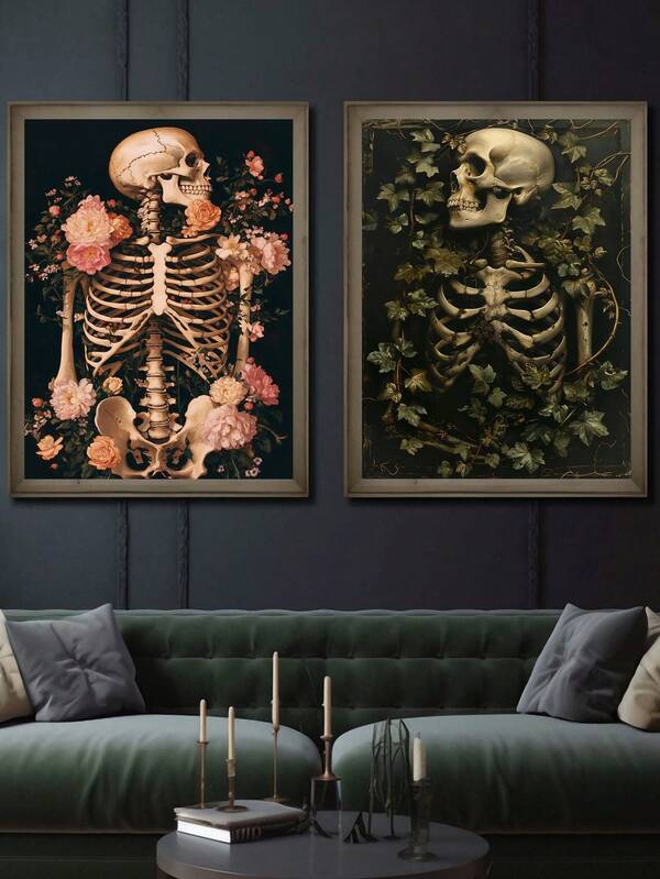 1 pezzo, Quadro su tela, Decorazione da parete incorniciata, Dipinto a olio di teschio gotico con rosa rosa, cartellone floreale teschio Dark Academia, Decorazione da parete vintage atmosferica, Adatto per decorazione moderna della casa, Decorazione della stanza, Decorazione del dormitorio, Decorazione della camera da letto, Decorazione del soggiorno, Decorazione del bagno, Decorazione della cucina, Decorazione della sala da pranzo, Decorazione del soggiorno, Decorazione dell'ufficio, Decorazione della scuola, Decorazione dell'aula, Decorazione per il ritorno a scuola, cartellone impermeabile, Arte decorativa horror, cartellone gotico, Decorazione di Ognissanti, cartellone di Ognissanti, Regalo di Ognissanti