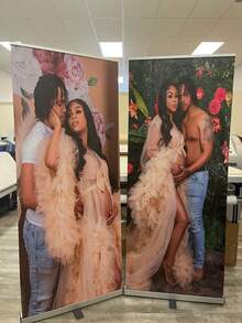1pc Customized Wedding Banner, Personalized Wedding Photo Poster, Customized Wedding Banner, Personalized Customized Polyester Photo Banner, Wedding Welcome Sign, Customized Bride Wedding Decor, Customized Welcome Print, Wedding Reception Banner Image, Outdoor Event And Front Porch Decor Backdrop - Multicolor - View 3