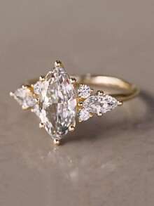 1pc Elegant Cubic Zirconia Ring, Suitable For Women To Wear, Suitable For Wedding, Engagement, Anniversary Party, Valentine's Day Gift - Yellow Gold - View 3