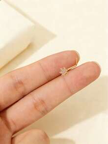 1件亮面不鏽鋼金/銀色楓葉彩色 20G (0.8mm) 鑲鋯石鼻釘，適合女性日常穿戴、派對約會 - 金色 - 查看 3