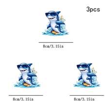 1/2/3pcs Surf Fashion Glasses Shark Heat Transfer Iron-On Patch, Cartoon Cool Shark DIY Heat Transfer Sticker, Suitable For Clothing, T-Shirt Making, Pillow Decoration And Apparel Items And Applique - Multicolor - View 4