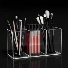 1pc Transparent Makeup Brush Storage Box, Desktop Vanity Cosmetic Organizer, Can Store Lipsticks, Eyebrow Pencils, Skincare Products, Etc. - Multicolor - View 10