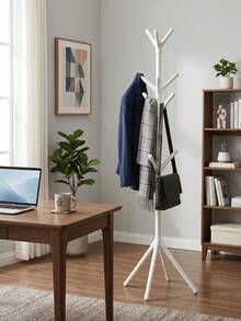 Metal Freestanding Coat Rack, Tree Branch-Shaped Clothes Rack, Modern Metal Coat Tree With Multiple Hooks,Space Saving Clothes Hat Bag Holder For Entryway Bedroom Living Room - White - View 3